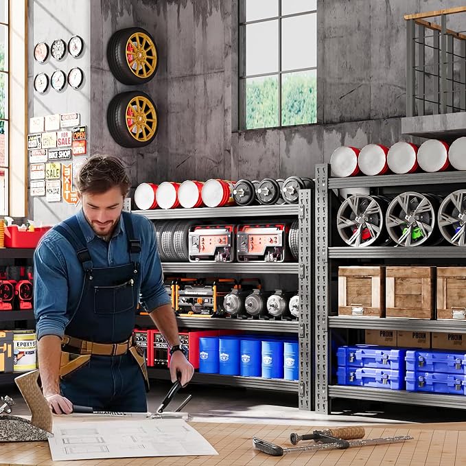 40”W Metal Storage Shelves, 20” Deep Heavy Duty Garage Shelving Units, 4 Tier Storage rack shelf, Steel Tall Industrial Shelving , Adjustable Standing Shelf for Warehouse / Shop 40"W x 20"D x 60"H - Image 4