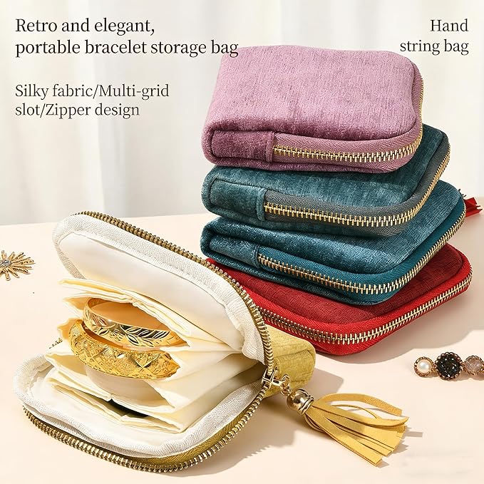 Small Travel Jewelry Organizer Bag Soft Lined Zipper Storage Bag with Tassel Portable Small Jewelry Travel Case for Rings Earrings Necklaces Bracelets, Anti-Scratch Jewelry Holder Pouch for Women Girl - Image 9