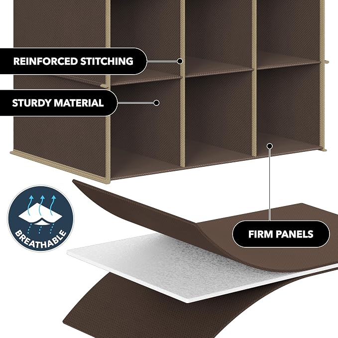 Simple Houseware 24 Section Shelves Hanging Shoes Organizer Holder for Closet, Brown - Image 5