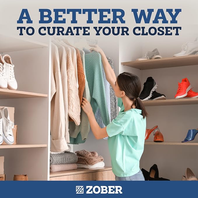 Zober Velvet Hangers 50 Pack - Ivory for Coats, Pants & Dress Clothes - Non Slip w/ 360 Degree Swivel, Holds up to 10 lbs - Strong Felt Hangers for Clothing - Image 6