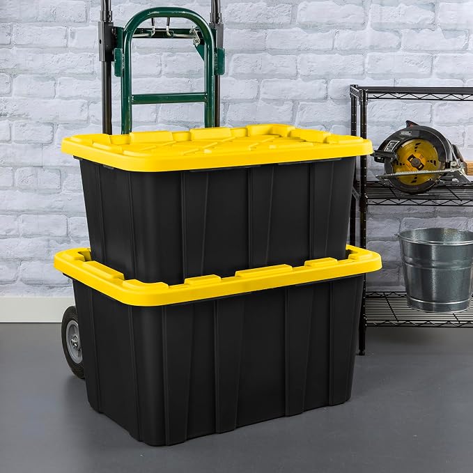 Sterilite 6-Pack Industrial Tote, Plastic Storage Container Bins with Lids, 17 Gallon - Heavy-Duty Organizing Containers for Closet, Bathroom & Office, Stackable Transport Boxes with Secure Handles - Image 7