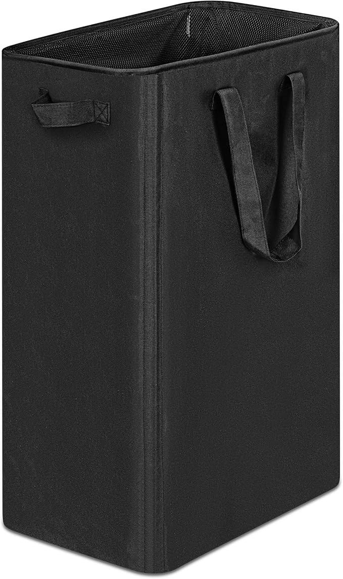 efluky Slim Laundry Basket, Narrow Laundry Hamper with Handles, Collapsible Dirty Clothes Hamper, Tall Laundry Bin for Laundry Room, Dorm and Bedroom, 19.8 Gallon(75L) Black by efluky