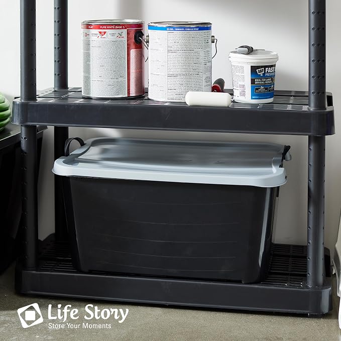 Life Story 6 Pack Heavy Duty Stackable Storage Bin, 55 Quart Home Organizer, Versatile Lightweight Locking Bins with Carrying Handles, Black/Gray - Image 5
