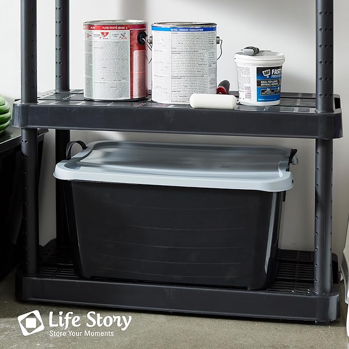 Life Story 18 Pack Heavy Duty Stackable Storage Bin, 55 Quart Home Organizer, Versatile Lightweight Locking Bins with Carrying Handles, Black/Gray - Image 5