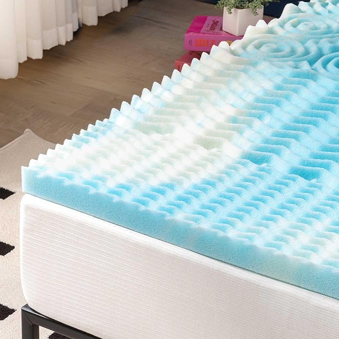 Best Price Mattress 2 Inch 5-Zone Swirl Gel Aerobreeze Foam Mattress Topper, CertiPUR-US Certified, Dorm Essentials, Full