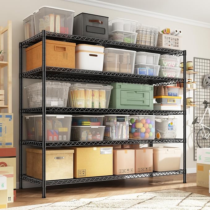 REIBII 3200LBS Storage Shelves 55.5" W Garage Shelving Heavy Duty 5 Tier Adjustable Wire Shelving Unit Metal Shelving for Garage Pantry Commercial Basement,55.5" W X 18''D X 71" H - Image 8