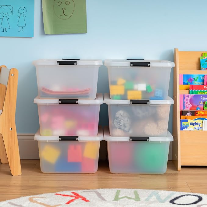 IRIS USA 6-Pack Clip Box with Latching Lids, 18 Quart Craft Storage Bins, Art & Writing Supply Containers for Home, Office & Classroom Organization - Image 3