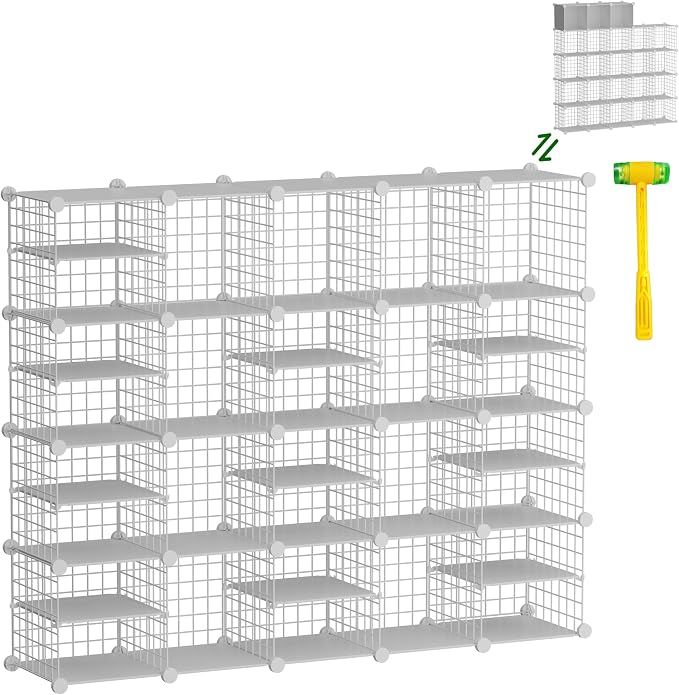 Wire Cube Storage Organizer, 20 Cubes Converted into 23 Cubes, Sturdy Metal Grids Storage Shelf Closet Shelving Units and Storage, Shelves for Bedroom LIvingroom Office by Kiivoena