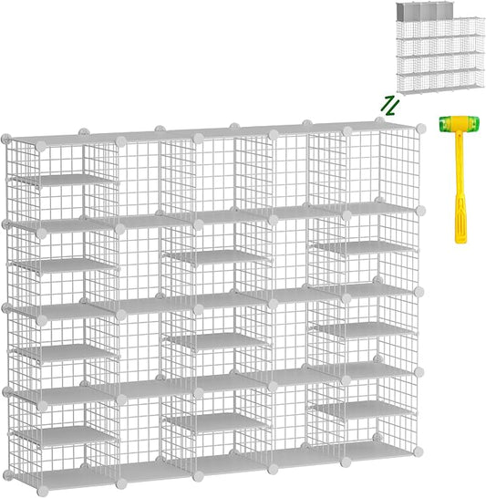 Wire Cube Storage Organizer, 20 Cubes Converted into 23 Cubes, Sturdy Metal Grids Storage Shelf Closet Shelving Units and Storage, Shelves for Bedroom LIvingroom Office by Kiivoena