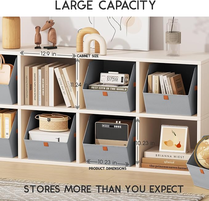 Homsorout Fabric Closet Storage Cubes - 4 Pack Square Storage Bins with Dual Handles for Clothes, Towels, Toys, Cube Storage Organizers for Bedroom, Nursery, Shelves, Closet, Small Spaces, Grey - Image 3