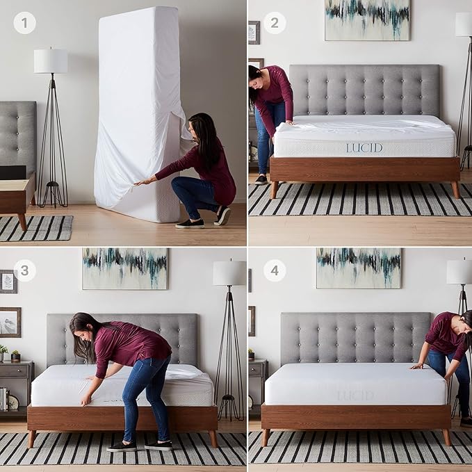 LUCID Zippered Mattress Encasement – Waterproof King Size Mattress Protector – Fits Mattresses 6 to 18 Inches with Secure Elastic – Shields All 6 Sides – Quiet cover – White