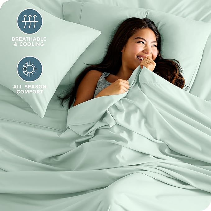 Bare Home King Sheet Set - 1800 Ultra-Soft Microfiber King Bed Sheets - Double Brushed - Deep Pockets - Easy Fit - 4 Piece Set - Bedding Sheets & Pillowcases (King, Spring Mint)
