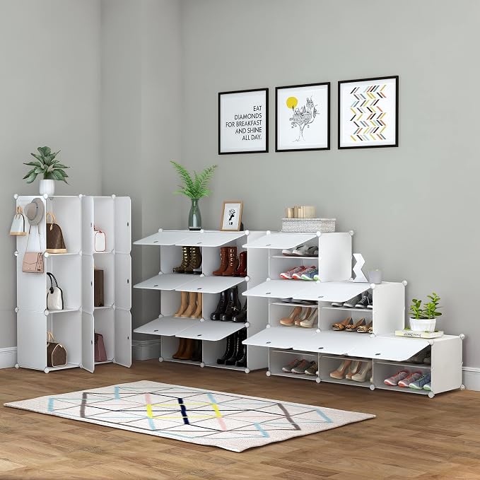HOMIDEC Shoe Rack, 6 Tier Shoe Storage Cabinet 24 Pair Plastic Shoe Shelves Organizer for Closet Hallway Bedroom Entryway - Image 4