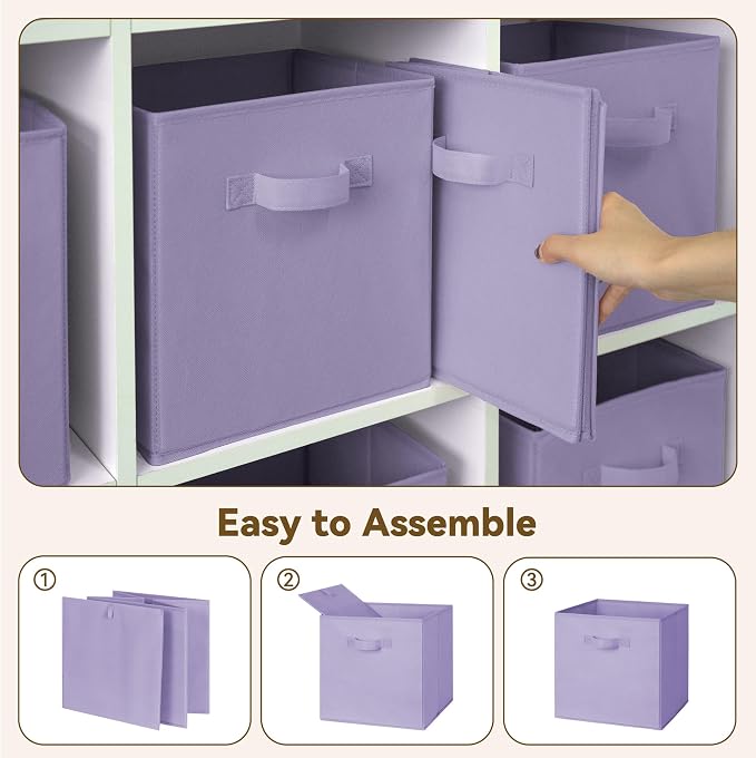 GRANNY SAYS Cube Storage Bins, 11 Inch Cube Storage Organizer, Fabric Collapsible Storage Bins, Storage Cubes for Shelves, Closet, Lavender Purple, 8-Pack - Image 4
