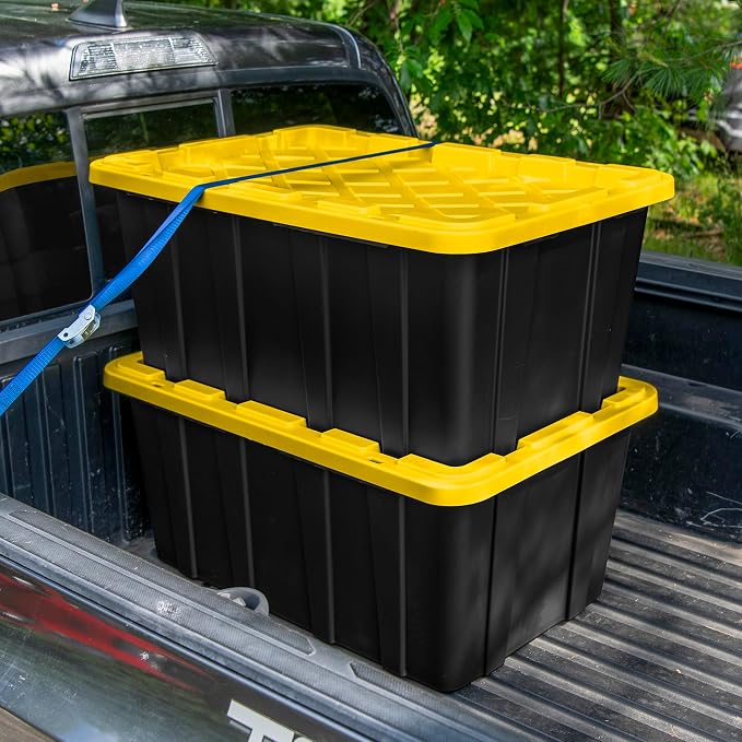 Sterilite 8-Pack Industrial Tote, Plastic Storage Container Bins with Lids, 38 Gallon - Heavy-Duty Organizing Containers for Closet, Bathroom, and Office - Image 6