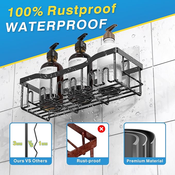 EUDELE Adhesive Shower Caddy, 5 Pack Rustproof Stainless Steel Bath Organizers With Large Capacity, No Drilling Shelves for Bathroom Storage & Home Decor - Image 5