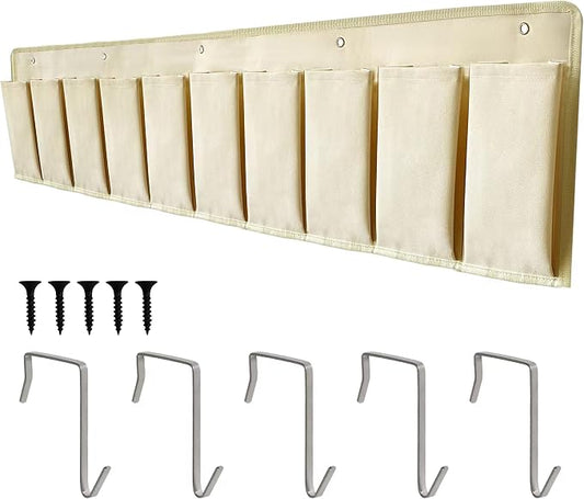RVZONE RV Shoe Pockets 10 Pockets Heavy Hanging Bedside Storage Organizer with Sturdy Hooks Storage Pockets Hangs on bed for Shoes Toys and Tool Accessories by RVZONE