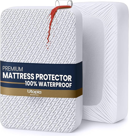 Utopia Bedding Waterproof Mattress Protector California King Size, Premium 3D Air Soft Fabric Mattress Cover, Fits 17 Inches Deep, Breathable, Fitted Style with Stretchable Pockets