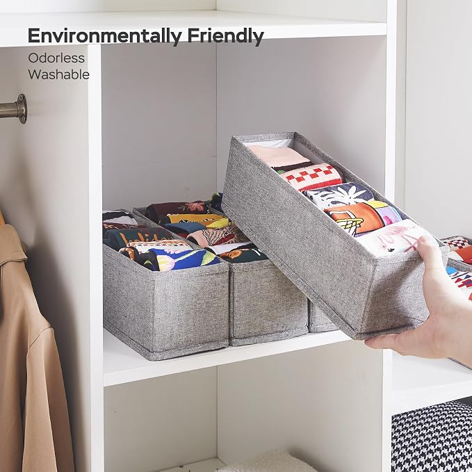MURRI&MURRDI Mini Foldable Clothes Drawer Organizer 6 Pcs, Narrow Fabric Drawer Organizer for Nursery, Small Dresser Storage Bins for Clothing Sock Underwear Bra Belt Tie Scarves, Gray - Image 6