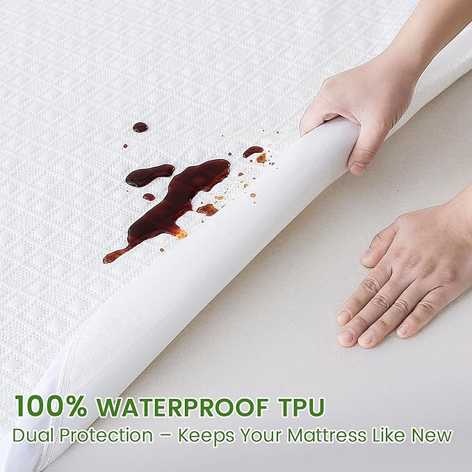 KUUP Waterproof Twin XL Mattress Protector- Hypoallergenic Odor-Free Rayon Derived from Bamboo, Breathable Cooling 3D Air Noiseless Mattress Cover Fits 11" Deep Pockets