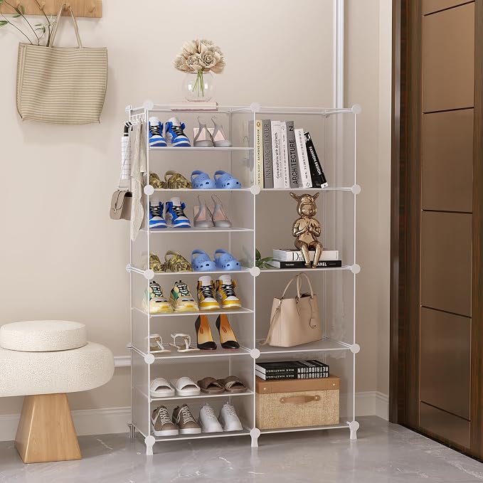 AWTATOS Closet Organizer 8 Cube Storage Shelves Clothes Organizers Closet Storage Stackable Cubby Shelving for Closet Bedroom Living Room Office, Transparent Twill - Image 2