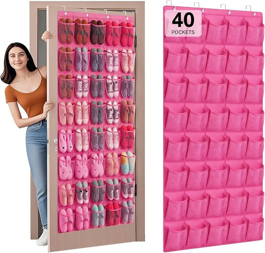 40-Pocket Over the Door Shoe Organizer - Large Mesh Pocket Hanging Shoe Organizer,Behind the Door Shoes Storage Holder Hanger by Unknown