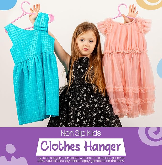 Utopia Home Kids Hangers 60 Pack - 11 Inch Plastic Baby Hangers for Closet - Childrens Hanger for Clothes & Infant Hanger for Closet - Non-Slip Shoulder Grooves, Strap Hooks & Pants Bar (Baby Pink) - Image 6