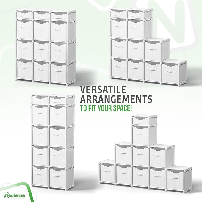 Cube Storage Organizer with Storage Bins Included - The Perfect Closet Organizers and Storage Solution. Includes 12 Storage Cubes, Great For Toy Storage, Closet Storage, Clothes Storage (White-Grey) - Image 5