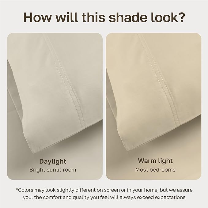 California Design Den Twin Sheet Set - 100% Cotton, Luxury 600 Thread Count Deep Pocket Twin Sheets, Soft Durable Bedding with Sateen Weave - Ivory (Warm Cream)