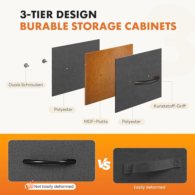 Sweetcrispy 8 Drawer Dresser with Fabric Bins Fabric Storage Tower Organizer for Bedroom Closet Hallway Entryway Tall Chest of Drawers with Steel Frame Wood Top Easy Pull Handles,Grey - Image 6