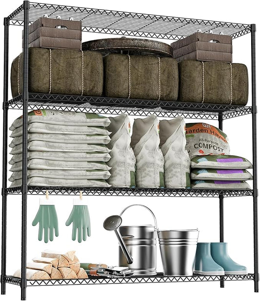 M MZG 2400LBS 47.3" W Stand Shelf Wire Rust-Proof Outdoor Storage Shelving 4-Tier Utility Shelving Unit for Garden Home,Kitchen,Office Dark Grey 17.7" D x 47.3" W x 59.4" H by MEIGAOPLASTICANDMETALHKCOLIMITED