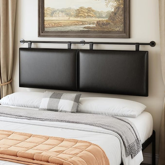 BSHOMGI Queen Headboard Only, Wall Mounted Hanging Upholstered Bed Head Board Sturdy and Durable Solid Wood Bed headboard, Fabric Headboards Adjustable(Black, Queen)