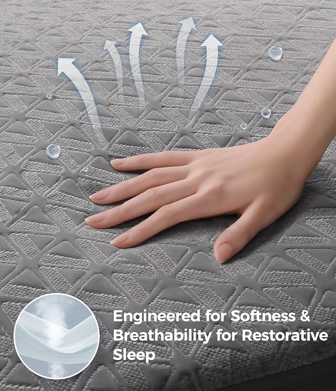 Waterproof Mattress Protector Twin XL, Soft Breathable Mattress Pad with Deep Pocket 8"-21", Noiseless 3D Air Fabric Cooling Mattress Cover for Bed, Machine Washable, Grey