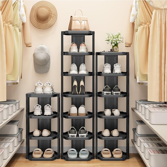 Kitstorack 8-Tier Vertical Plastic Shoe Rack, Freestanding Stackable Storage Organizer for Small Closets and Tight Spaces - Image 9