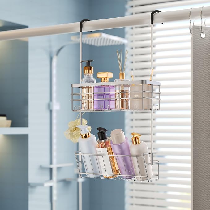 HapiRm Hanging Shower Caddy Organizer - No Drilling Shower Organizer with Inclined Shelf, Rustproof & Waterproof 304 Stainless Steel Bathroom Caddy - Silver - Image 8
