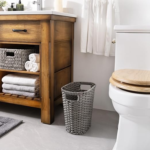 GRANNY SAYS Wicker Bathroom Trash Can, Wicker Waste Basket for Bathroom, Office Trash Can, Trash Bin for Bedroom, Wastebasket with Handles, 19 Liters/5 Gallons - Image 2
