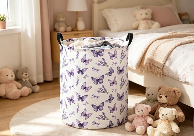 Baby Laundry Hamper kids laundry Basket Waterproof Laundry Bag for Bedroom Toy Clothes Organizer Room Décor(Butterfly) - Image 5