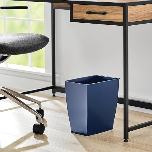 iDesign Small Plastic Bathroom Trash Can, Slim Rectangle Garbage Bin for Bedroom, Office, Dorm, 4-Pack, Navy Blue - Image 5