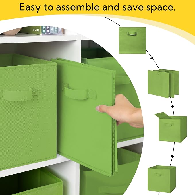 Cupic Cupid 11 Inch Storage Cube, Fabric Cube Storage Bin with Handles, Storage Cube Organizer for Clothes and Toys, Collapsible Cube Bins for Closet, Shelves, Nursery, 6-Pack, Green - Image 5