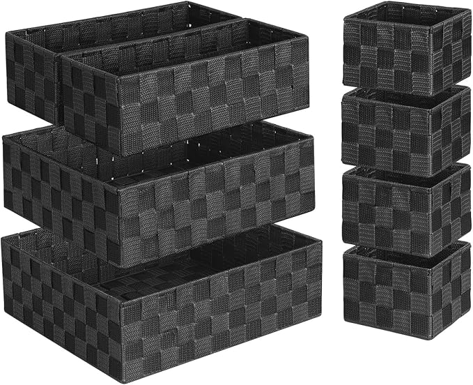 Posprica Woven Baskets, Storage Baskets for Organizing (Set of 8), Cube Baskets Bin Container Matching Storage Boxes Organizers for Pantry, Office, Shelves, Media-room - Image 2