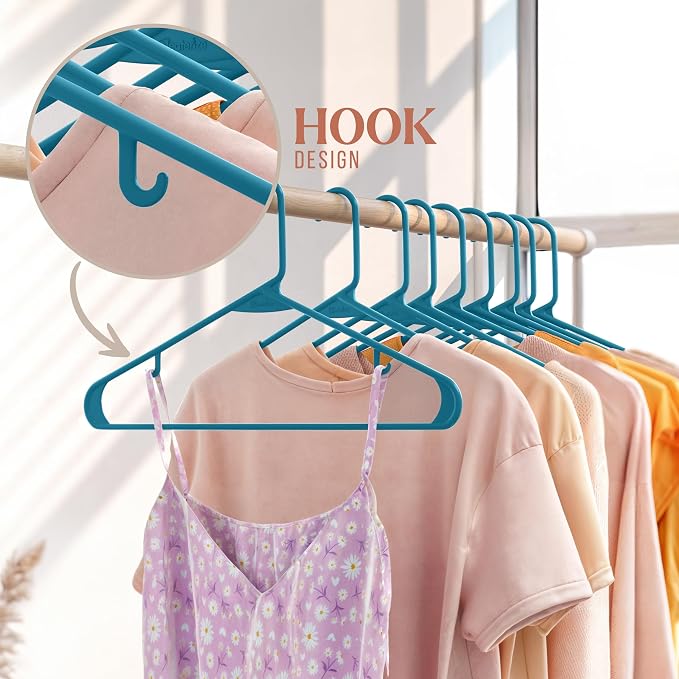 Plastic Hangers 50 Pack Blue - Clothes Hangers - Makes The Perfect Coat Hanger and General Space Saving Hangers for Closet and New Apartment Essentials - Percheros Ganchos para Colgar Ropa Hangars - Image 5