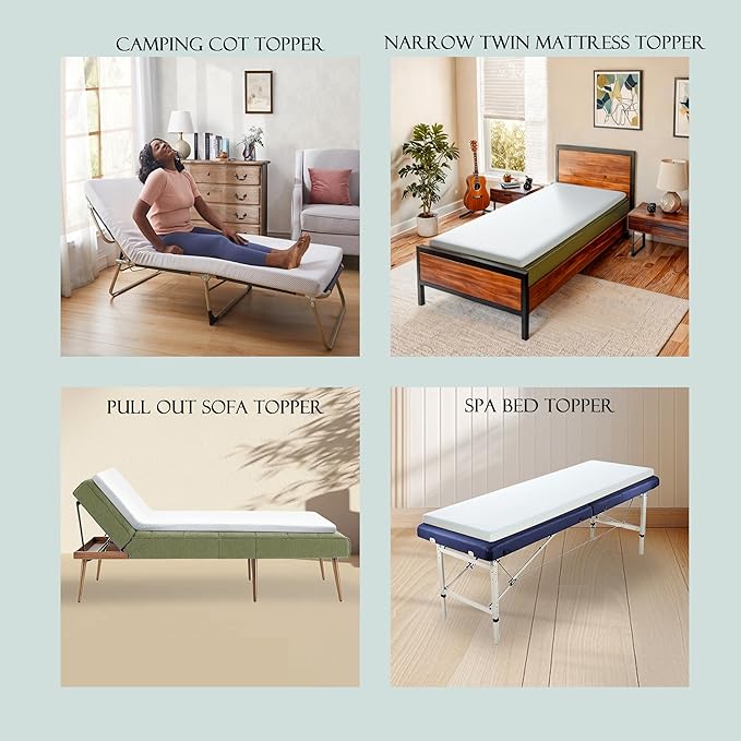 3Inch Cot Mattress Topper,Narrow Twin Foam Mattress for Camping Cot,Sofa Bed,Pull Out Chair Cushion,Portable,Roll Up Surpportive Sleep Pad(75 x 30)