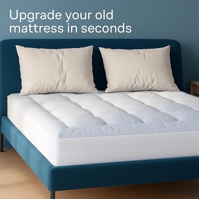 Niagara Cooling Full Mattress Topper - Pillow Top Mattress Cover Quilted Fitted Cooling Topper for Back Pain Deep Pocket Fits 20 Inches (54x75 Inches)