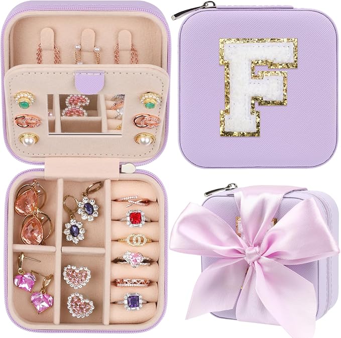 CHMI Travel Jewelry Case, Purple Travel Jewelry Box, Travel Jewelry Organizer, Travel Gifts for Women Girls, Jewelry Organizer Box, Birthday Gifts for Women, Christmas Gifts for Teens Girls - F by CHMI