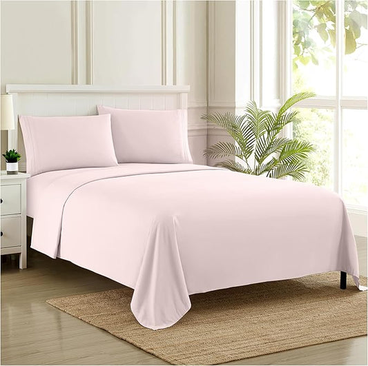 Twin Sheets - Breathable Luxury Sheets with Full Elastic & Secure Corner Straps Built In - 1800 Supreme Collection Extra Soft Deep Pocket Bedding Set, Sheet Set, Twin, Pale Pink