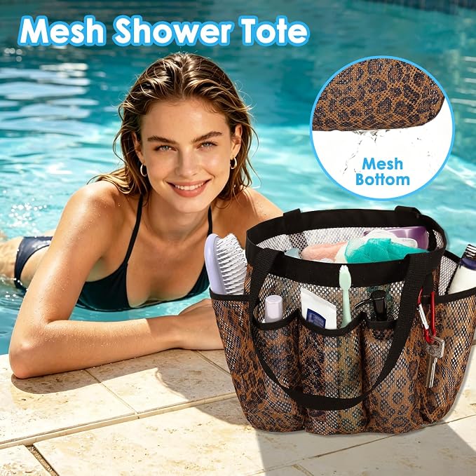Fammart Mesh Shower Caddy Portable for College Dorm Room Essentials, 8-Pocket Large Shower Basket Tote Bag with 2 Handles for Toiletry, Bathroom, Beach, Camp, Gym - Image 3