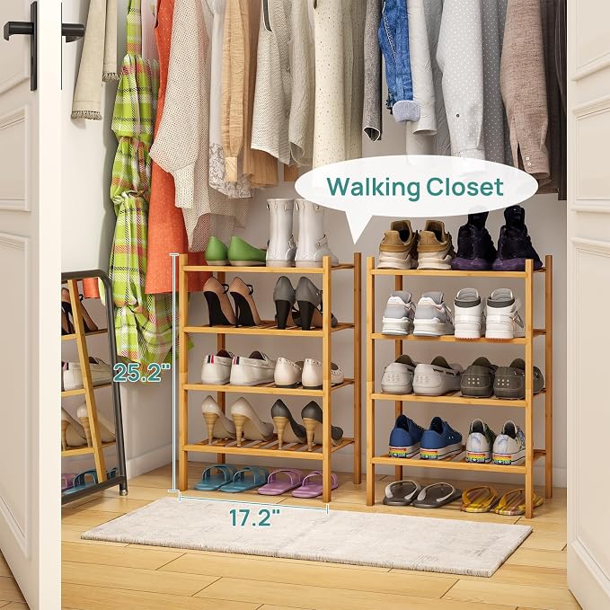 viewcare Small Shoe Rack, 6-Tier Shoe Shelf for Entryway, Bamboo Wood Shoe Rack for Closet & Hallway, Long 17.2IN | Beautiful | Functional | Sturdy | Durable - Image 4