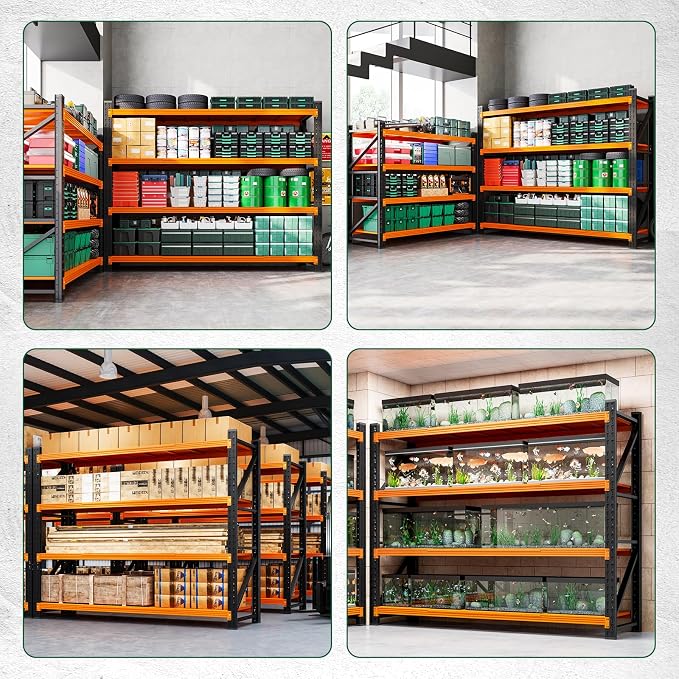 Letaya 6000LBS Heavy Duty Storage Shelves,79" H Metal Garage Shelving Units,4 Tier Large Tall Industrial Shelving,Adjustable Utility Rack Shelf for Warehouse,Basement (Orange, 79" W x 24" D x 79" H) - Image 6