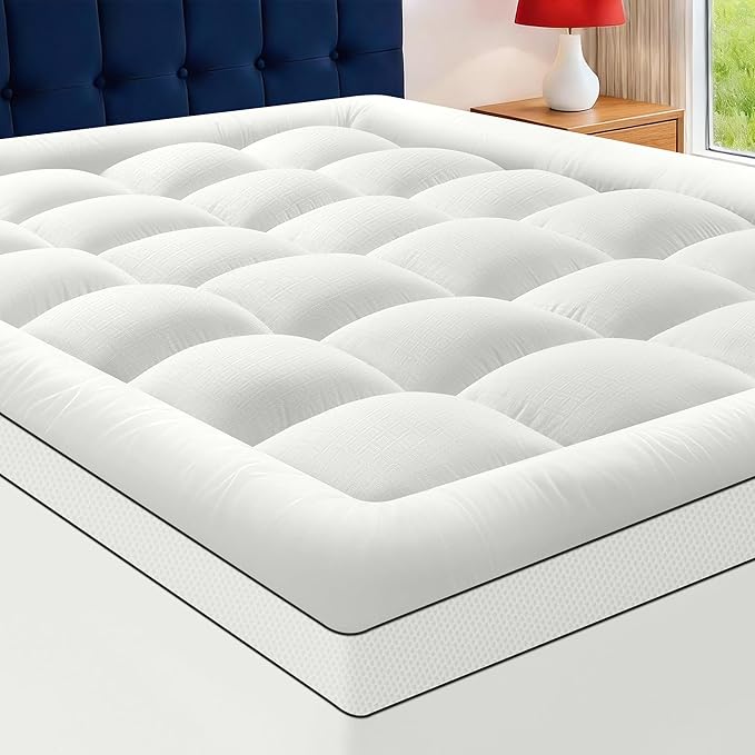 Twin Size Mattress Topper for Back Pain, Extra Thick Pillow Top Mattress Pad with 1000GSM Down Alternative Filling, Cooling Breathable Plush Bed Topper Protector Cover (8-21" Deep Pocket)
