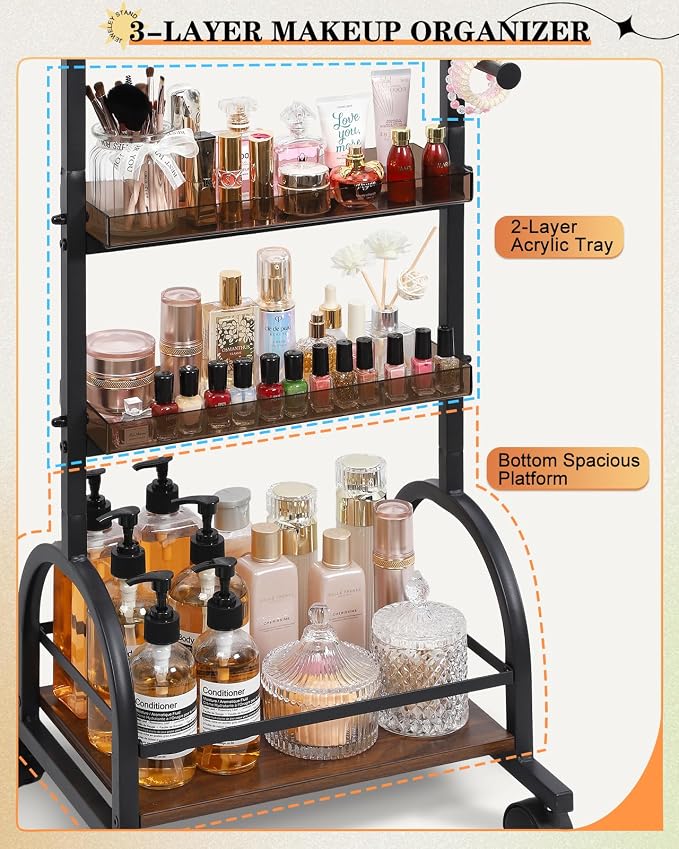 Mirror Jewelry Cabinet Standing, Jewelry Organizer and Storage with Jewelry Mirror, Jewelry Armoire with Earring Organizer Necklace Holder Bracelet Display, Large Tall Stand Up Jewelry Box Stand Tree - Image 4
